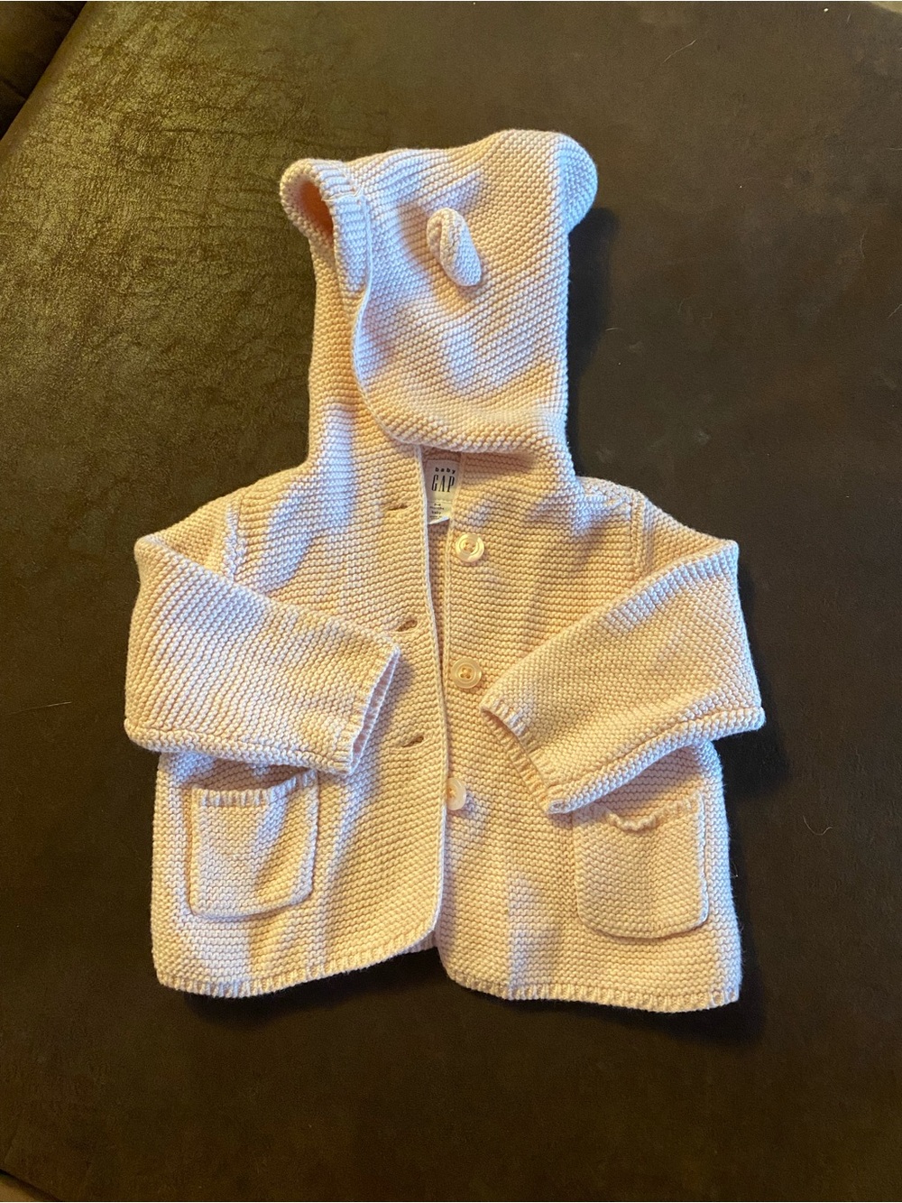 GAP Pink Knit Hooded Cardigan with Ear Details